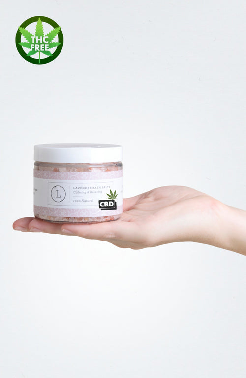 CBD Lavender Natural Bath Salt Soak with CBD. Made with Dead sea, Epsom and Himalayan salts